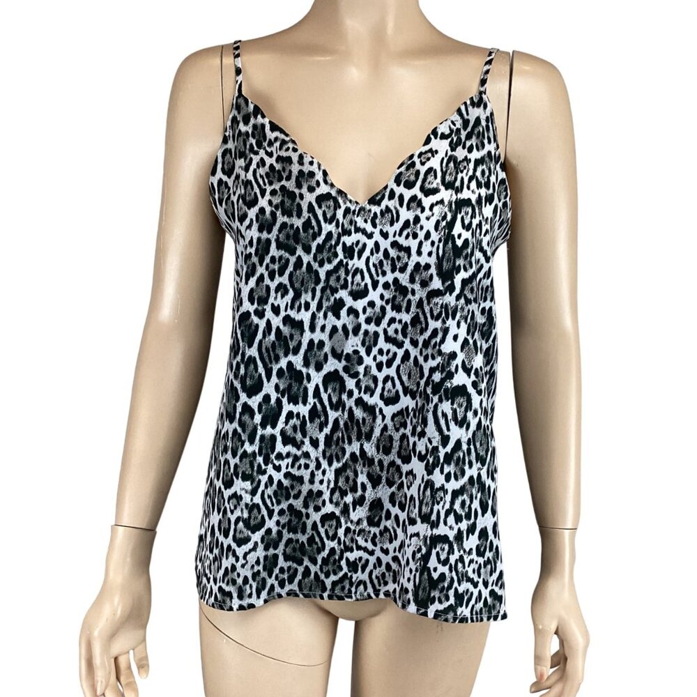 Socialite Top Size Small Scalloped Leopard‎ Print Spaghetti Strap Camisole